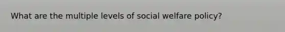 What are the multiple levels of social welfare policy?