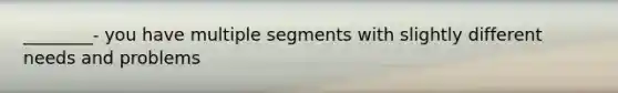 ________- you have multiple segments with slightly different needs and problems