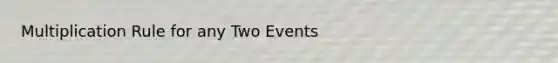 Multiplication Rule for any Two Events