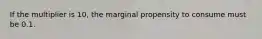 If the multiplier is 10, the marginal propensity to consume must be 0.1.