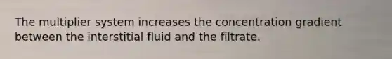 The multiplier system increases the concentration gradient between the interstitial fluid and the filtrate.