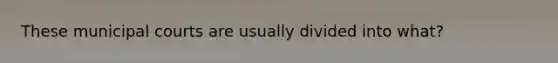 These municipal courts are usually divided into what?