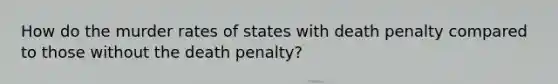 How do the murder rates of states with death penalty compared to those without the death penalty?