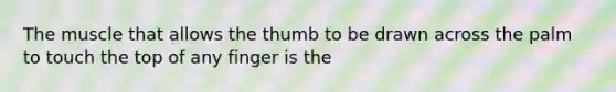 The muscle that allows the thumb to be drawn across the palm to touch the top of any finger is the