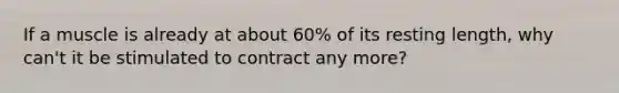 If a muscle is already at about 60% of its resting length, why can't it be stimulated to contract any more?