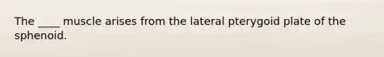 The ____ muscle arises from the lateral pterygoid plate of the sphenoid.