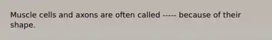 Muscle cells and axons are often called ----- because of their shape.