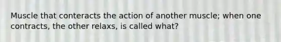 Muscle that conteracts the action of another muscle; when one contracts, the other relaxs, is called what?