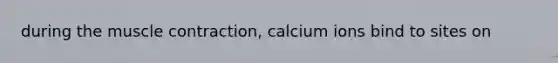 during the muscle contraction, calcium ions bind to sites on