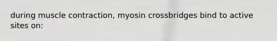 during muscle contraction, myosin crossbridges bind to active sites on: