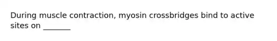 During muscle contraction, myosin crossbridges bind to active sites on _______