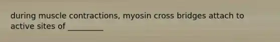 during muscle contractions, myosin cross bridges attach to active sites of _________