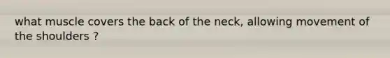what muscle covers the back of the neck, allowing movement of the shoulders ?