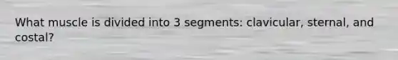 What muscle is divided into 3 segments: clavicular, sternal, and costal?