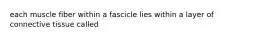 each muscle fiber within a fascicle lies within a layer of connective tissue called