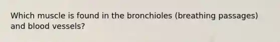 Which muscle is found in the bronchioles (breathing passages) and blood vessels?