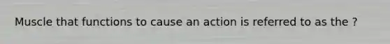 Muscle that functions to cause an action is referred to as the ?