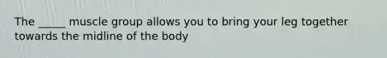 The _____ muscle group allows you to bring your leg together towards the midline of the body