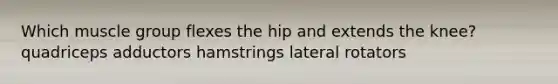 Which muscle group flexes the hip and extends the knee? quadriceps adductors hamstrings lateral rotators