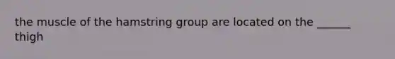 the muscle of the hamstring group are located on the ______ thigh