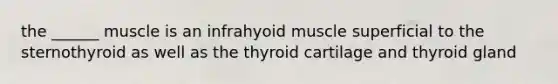 the ______ muscle is an infrahyoid muscle superficial to the sternothyroid as well as the thyroid cartilage and thyroid gland