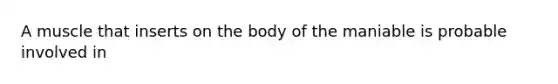 A muscle that inserts on the body of the maniable is probable involved in