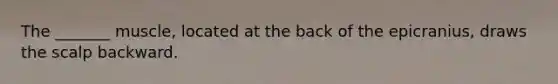 The _______ muscle, located at the back of the epicranius, draws the scalp backward.