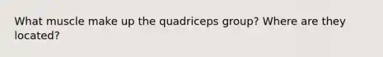 What muscle make up the quadriceps group? Where are they located?