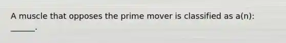 A muscle that opposes the prime mover is classified as a(n): ______.