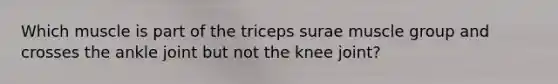 Which muscle is part of the triceps surae muscle group and crosses the ankle joint but not the knee joint?