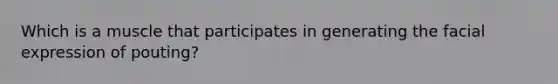 Which is a muscle that participates in generating the facial expression of pouting?