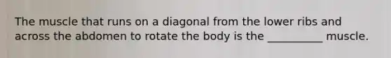 The muscle that runs on a diagonal from the lower ribs and across the abdomen to rotate the body is the __________ muscle.