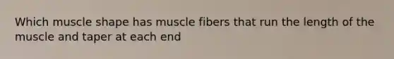 Which muscle shape has muscle fibers that run the length of the muscle and taper at each end