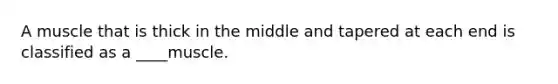 A muscle that is thick in the middle and tapered at each end is classified as a ____muscle.