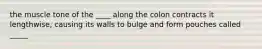 the muscle tone of the ____ along the colon contracts it lengthwise, causing its walls to bulge and form pouches called _____