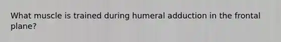 What muscle is trained during humeral adduction in the frontal plane?