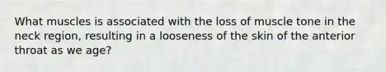 What muscles is associated with the loss of muscle tone in the neck region, resulting in a looseness of the skin of the anterior throat as we age?