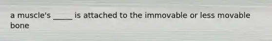 a muscle's _____ is attached to the immovable or less movable bone