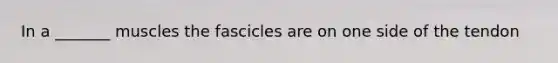 In a _______ muscles the fascicles are on one side of the tendon