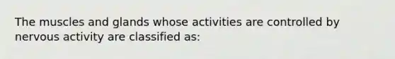 The muscles and glands whose activities are controlled by nervous activity are classified as: