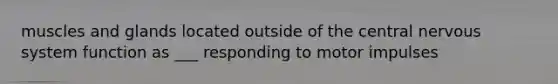 muscles and glands located outside of the central nervous system function as ___ responding to motor impulses