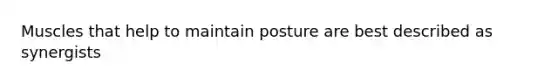 Muscles that help to maintain posture are best described as synergists