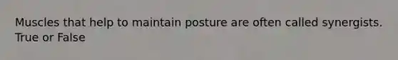 Muscles that help to maintain posture are often called synergists. True or False