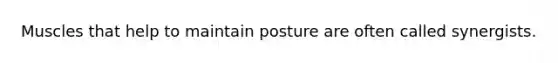 Muscles that help to maintain posture are often called synergists.