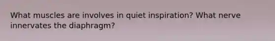 What muscles are involves in quiet inspiration? What nerve innervates the diaphragm?