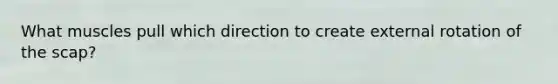 What muscles pull which direction to create external rotation of the scap?