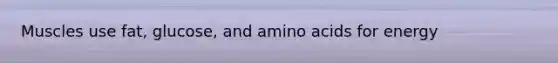 Muscles use fat, glucose, and amino acids for energy