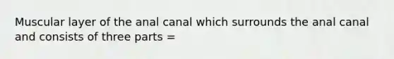 Muscular layer of the anal canal which surrounds the anal canal and consists of three parts =