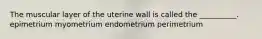 The muscular layer of the uterine wall is called the __________. epimetrium myometrium endometrium perimetrium