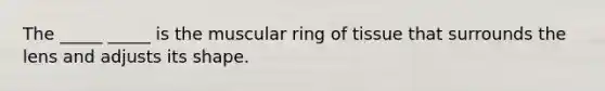 The _____ _____ is the muscular ring of tissue that surrounds the lens and adjusts its shape.